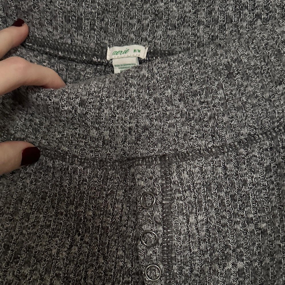 Aerie Charcoal Button-Detail pajama leggings